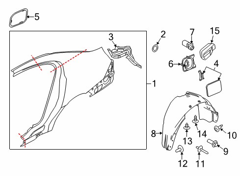 2014 Lincoln MKS Quarter Panel & Components Diagram