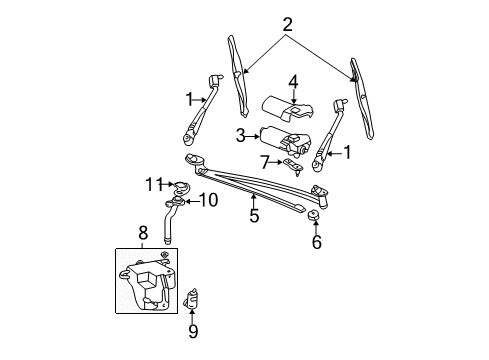 1992 Ford E-150 Econoline Wiper & Washer Components Diagram