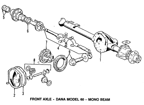 1990 Ford F-350 Front Axle, Differential, Propeller Shaft Diagram
