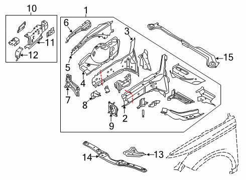 2016 Lincoln MKC Structural Components & Rails Diagram