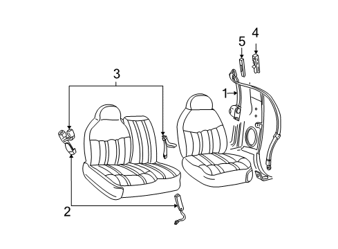 2007 Ford Expedition Lap Belt, Charcoal, Front Diagram for 7L1Z-16602B82-BC