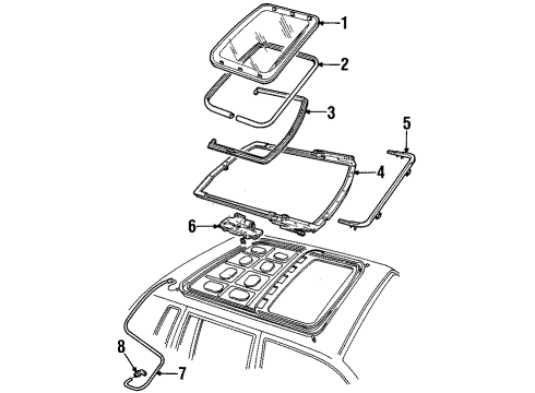 1999 Lincoln Town Car Glass Panel Diagram for F8VZ-54500A18-AA
