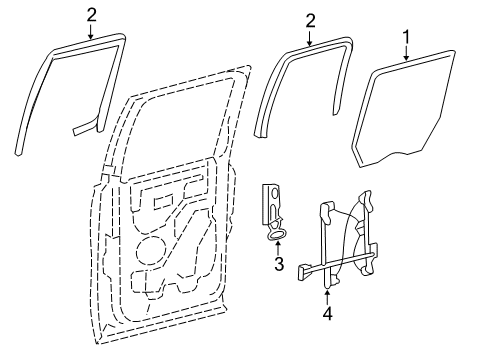 2008 Ford F-150 Rear Door - Glass & Hardware Diagram