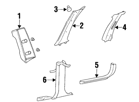 1998 Ford Taurus Interior Trim - Pillars, Rocker & Floor Diagram