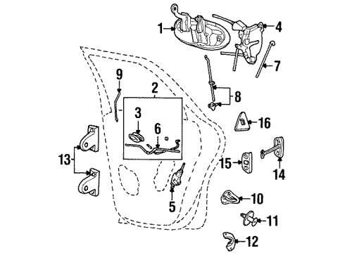 1998 Ford Taurus Rear Door - Lock & Hardware Diagram