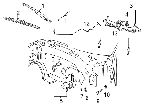 2007 Ford Expedition Windshield - Wiper & Washer Components Diagram