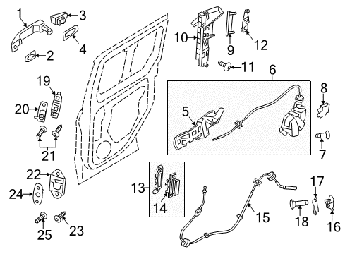 2014 Ford Transit Connect Side Loading Door - Lock & Hardware Diagram 3 - Thumbnail