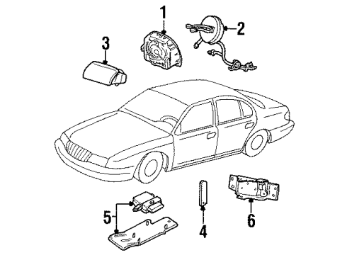 2001 Lincoln Continental Driver Air Bag Diagram for 1F3Z-54043B13-AAA