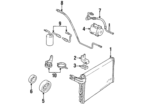 1994 Mercury Cougar A/C Condenser, Compressor & Lines Diagram