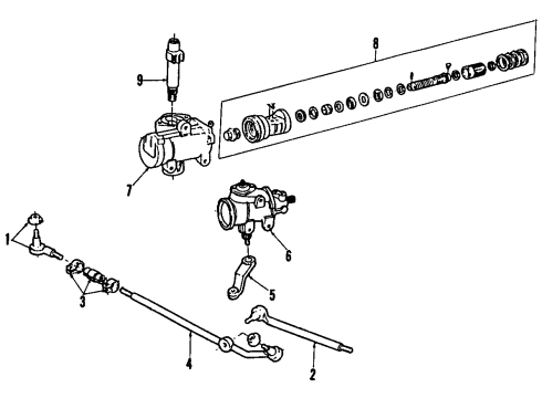 1994 Ford F-150 P/S Pump & Hoses, Steering Gear & Linkage Diagram