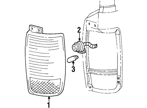 2002 Lincoln Navigator Tail Lamp Assembly, Rear Passenger Side Diagram for 3L7Z-13404-AA