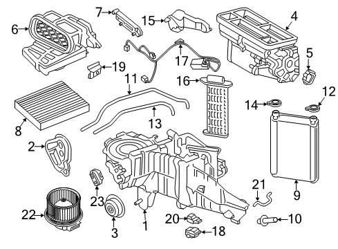 2017 Ford F-250 Super Duty A/C Evaporator & Heater Components Diagram 2 - Thumbnail