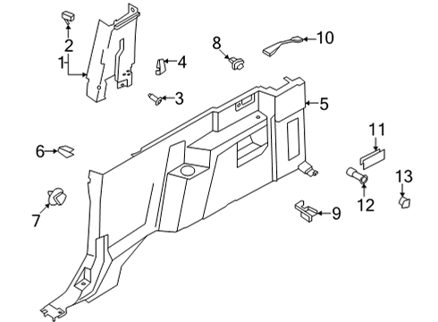 2021 Ford Bronco Interior Trim - Quarter Panels Diagram
