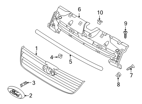 2012 Ford Transit Connect Grille & Components Diagram