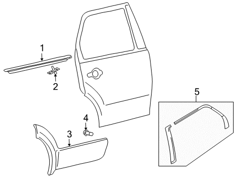 2009 Ford Taurus X Exterior Trim - Rear Door Diagram