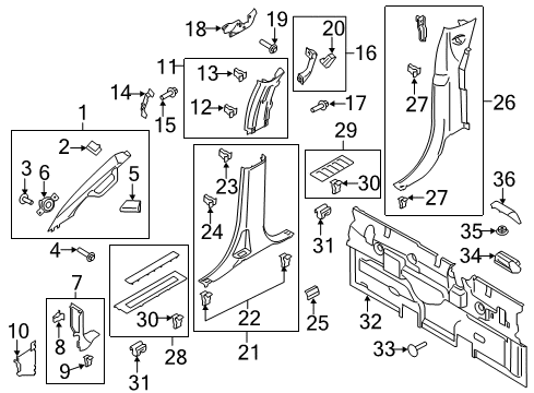 2021 Ford F-250 Super Duty Bezel Nut, Rear Center Diagram for -W714712-S440
