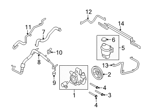 2012 Lincoln MKT P/S Pump & Hoses, Steering Gear & Linkage Diagram