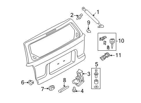 2011 Mercury Mariner Lift Gate - Lock & Hardware Diagram 1 - Thumbnail