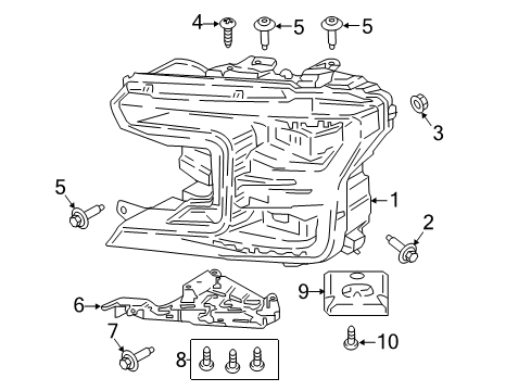 2018 Ford F-150 Headlamp Assembly, Front Passenger Side Diagram for JL3Z-13008-AJ