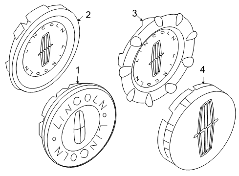 2012 Lincoln MKZ Wheels, Center Cap Diagram 2 - Thumbnail