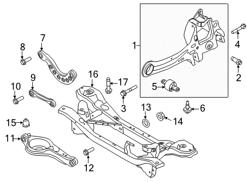 2015 Ford Focus Rear Suspension Components, Lower Control Arm, Upper Control Arm, Stabilizer Bar Diagram