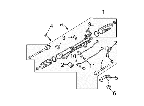 2010 Ford F-150 Outer Tie Rod Diagram for AL3Z-3A130-A