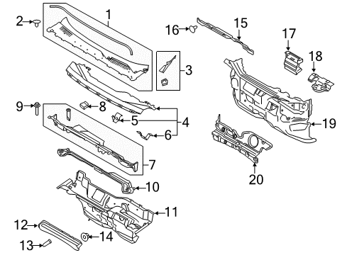 2016 Lincoln MKC Cowl Diagram