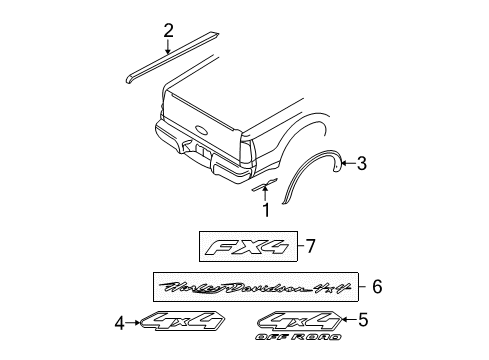 2009 Ford F-250 Super Duty Exterior Trim - Pick Up Box Diagram