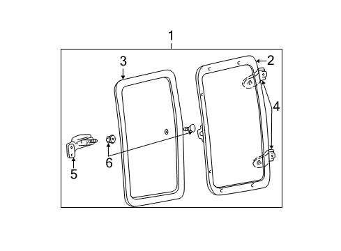 2006 Ford F-250 Super Duty Rear Door - Glass & Hardware Diagram