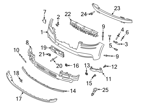 2022 Lincoln Aviator Bumper Cover, Front Diagram for LC5Z-17D957-BBPTM
