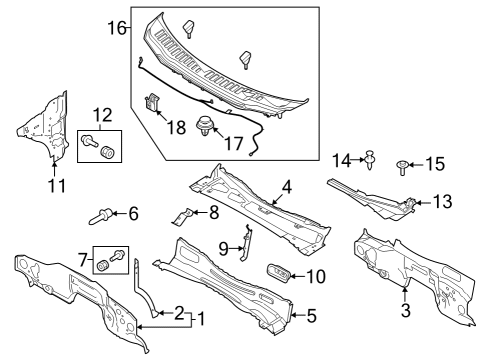 2023 Ford F-250 Super Duty Cab Cowl Diagram
