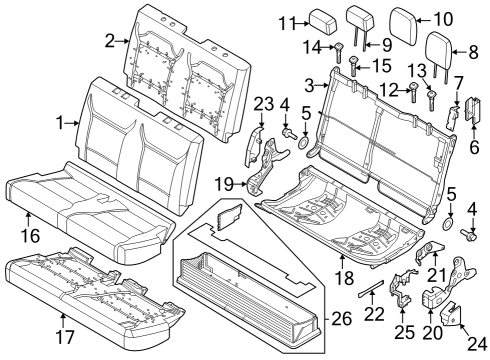 2023 Ford F-250 Super Duty Rear Seat Components Diagram