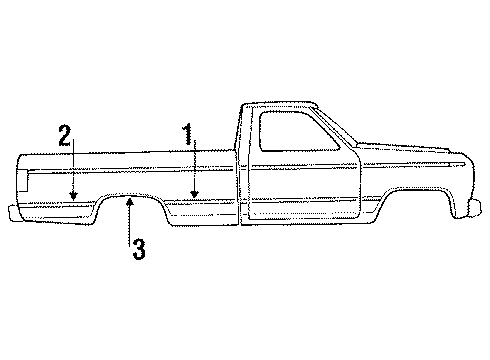 1990 Ford F-250 Finish Molding, Outer Diagram for F2TZ-99425A34-A