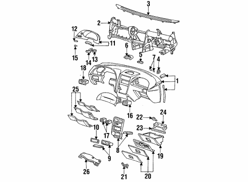 1998 Ford Mustang Grille, Driver Side Diagram for F4ZZ-63046A77-A