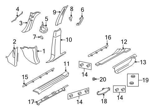 2009 Ford Expedition Interior Trim - Pillars, Rocker & Floor Diagram