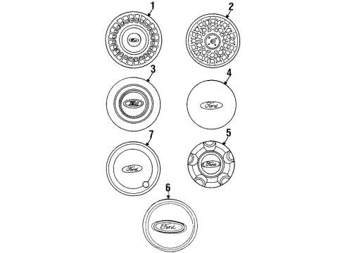 1998 Ford Crown Victoria Wheel Covers & Trim Diagram