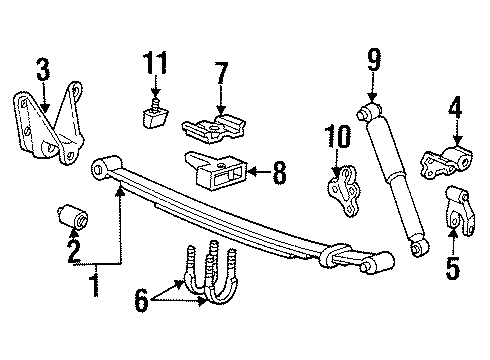 1997 Ford Ranger Rear Suspension Components, Stabilizer Bar Diagram 1 - Thumbnail