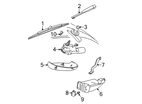 2000 Mercury Sable Lift Gate - Wiper & Washer Components Diagram