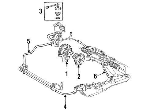 1996 Ford Taurus P/S Pump & Hoses, Steering Gear & Linkage Diagram 3 - Thumbnail
