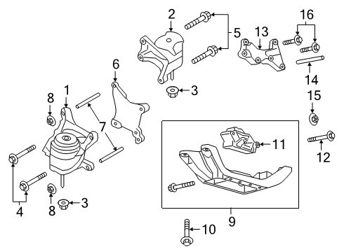 2022 Ford Police Interceptor Utility Engine & Trans Mounting Diagram