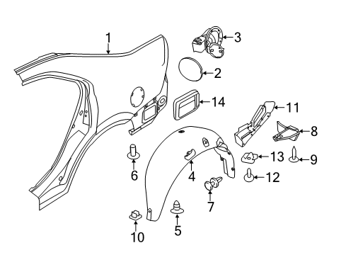 2012 Lincoln MKZ Quarter Panel & Components Diagram 2 - Thumbnail