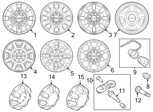 2023 Ford F-250 Super Duty Wheels Diagram