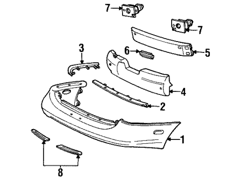 1996 Ford Taurus Bumper Cover Diagram for F8DZ-17K835-AA