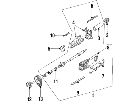1998 Ford Contour Steering Column Diagram for F7RZ-3C529-MA