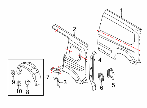 2014 Ford Transit Connect Side Panel & Components Diagram