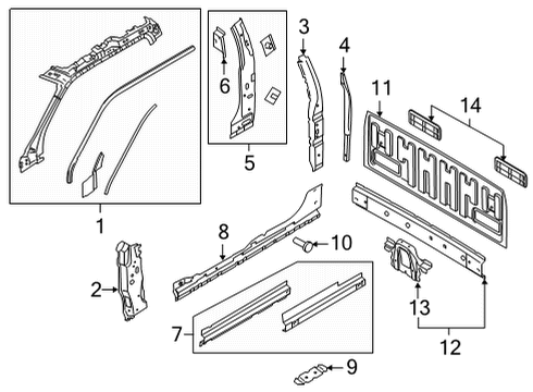 2022 Ford F-150 Back Panel, Hinge Pillar Diagram