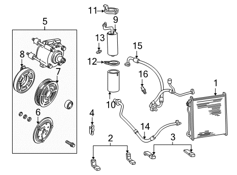 2006 Ford F-250 Super Duty A/C Condenser, Compressor & Lines Diagram