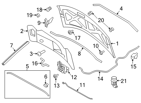 2013 Ford Edge Hood & Components Diagram