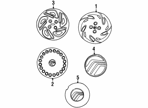 1998 Mercury Tracer Wheel Cover Diagram for F8KZ1130BA
