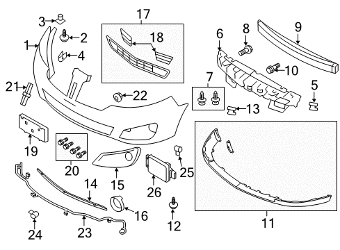 2012 Lincoln MKS Energy Absorber, Front Diagram for 8A5Z-17C882-A